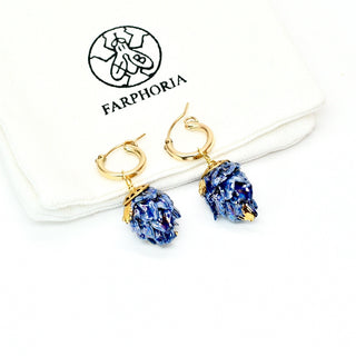 Farphoria_ELECTRA_blue_porcelain_artichokes_earrings_hoops_blue