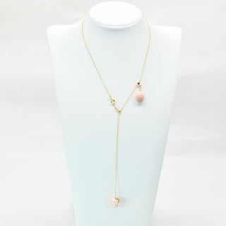 Farphoria_FLAMINA_lariat_porcelain_necklace_pink_artichoke_goldfilled