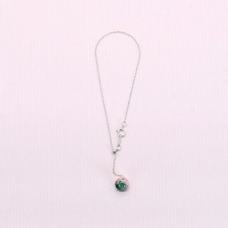 Minimalist adjustable silver bracelet with artistic porcelain bead