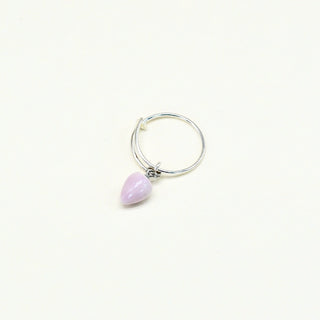 Silver ring with a pink teardrop-shaped porcelain gemstone by FARPHORIA