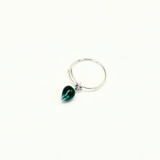 Silver ring with a green heart-shaped pendant for big knuckles