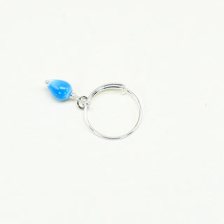 Adjustable silver ring with small porcelain drop handmade by FARPHORIA