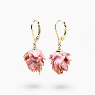 Lightweight gold-filled earrings with pink ceramic flowers – romantic gift idea for mother-in-law