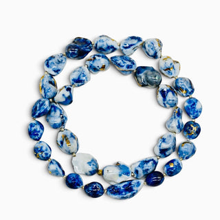 Blue porcelain baroque pearl necklace with 24K gold, a unique handmade gift for wife