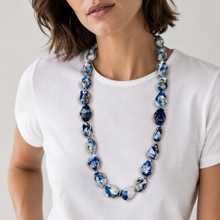 One-of-a-kind porcelain necklace with mother of pearl, a meaningful gift for her