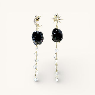 Handmade porcelain statement earrings with dangling crystals, a special jewellery gift for the woman who has everything