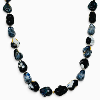 Luxury black and whiteporcelain necklace with 24K gold, an original Valentine’s gift for wife