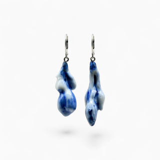 Blue real flower porcelain earrings, a truly unique birthday gift for a wife who loves artistic jewellery