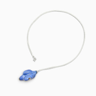 Real plant dipped in porcelain and transformed into a blue pendant necklace, a special gift for a beloved woman