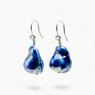 Blue baroque porcelain pearl earrings, a special 18th anniversary gift for wife