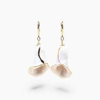 Pink porcelain calla lily flower earrings on gold leverbacks – handmade romantic gift idea