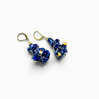 Cobalt blue botanical earrings, a unique jewellery gift for her
