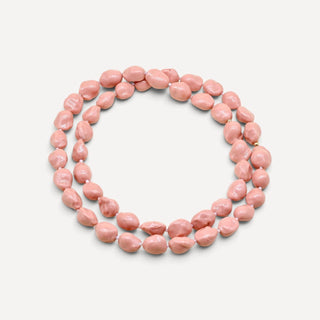 FARPHORIA coral pink porcelain statement necklace, a unique 18th wedding anniversary gift for a wife.