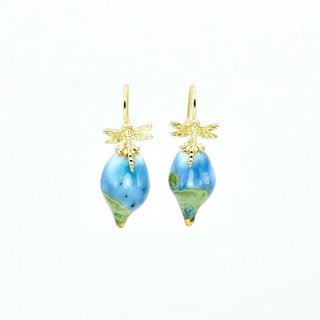 Blue porcelain artisan earrings inspired by summer nature FARPHORIA jewellery