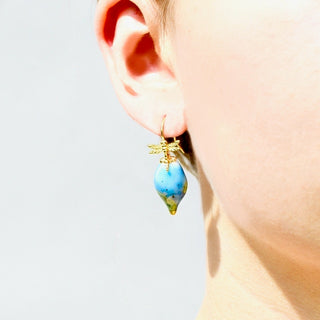 Lightweight porcelain fairytale earrings with dragonfly hooks handmade in London