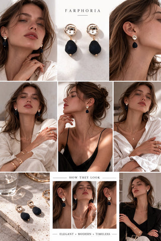 Dark chocolate matte porcelain elephant earrings by FARPHORIA