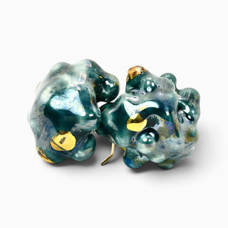 Handmade botanical earrings for wife – unique porcelain jewelry in deep green for flower lovers