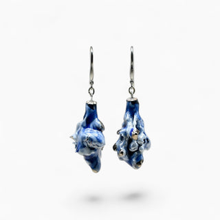 Unique blue floral drop earrings handmade in London, an unforgettable birthday present for your wife