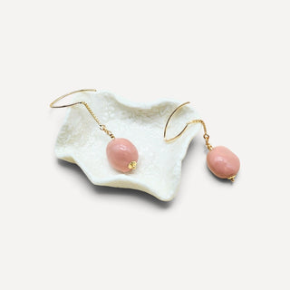 FARPHORIA coral pink porcelain earrings presented in signature gift packaging, ready to give to a wife or partner.