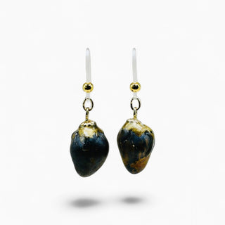 Handmade brown and gold porcelain earrings with delicate bird motifs, a thoughtful gift for wife