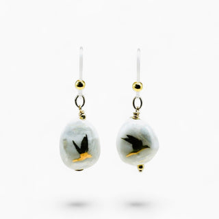 One-of-a-kind white porcelain dangle earrings, an unusual 18th wedding anniversary gift for her