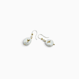 One-of-a-kind white and gold birds porcelain earrings, an artistic 18th anniversary gift for wife