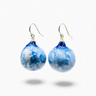 One-of-a-kind blue porcelain flower earrings, a romantic Valentine’s Day gift for your wife