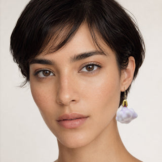 Handmade botanical porcelain earring created from a real flower collected in London