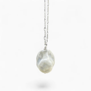 White porcelain baroque pearl pendant necklace, a meaningful 18th anniversary present for her