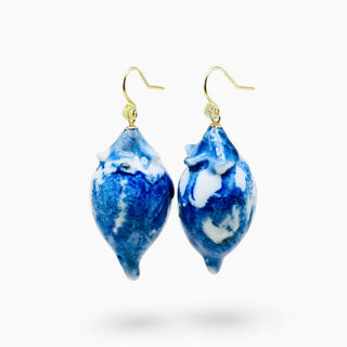 Real paulownia flower porcelain earrings, an original handmade gift for wife
