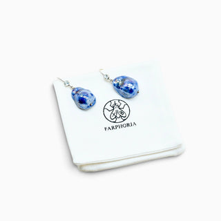Blue porcelain pearl silver earrings, a romantic gift for wife or partner