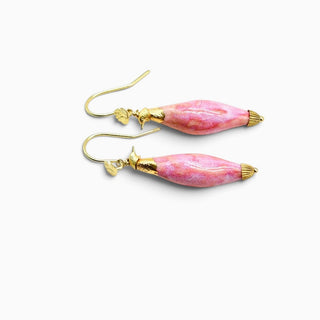 Handmade London porcelain earrings with pearlescent glaze, a meaningful gift for a wife on her 18th anniversary