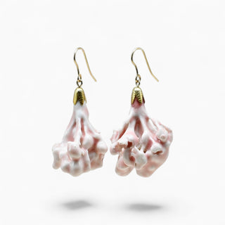 Delicate real flower earrings preserved in pink porcelain and handmade in London