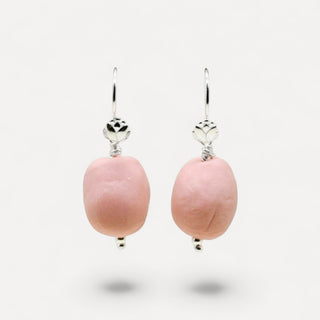 Silver Porcelain Drop Earrings