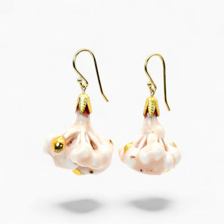 One-of-a-kind pink porcelain earrings created from real plants by FARPHORIA