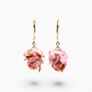 Porcelain drop earrings glazed in pink with gold details – luxury handmade gift for women