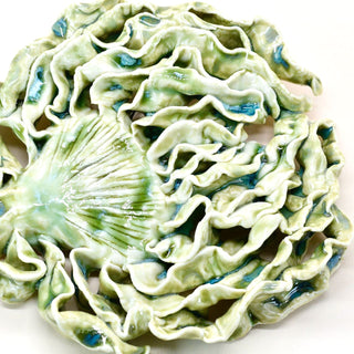 Handmade porcelain artichoke wall sculpture in green by FARPHORIA – elegant modern home décor gift.