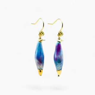 Lightweight handmade porcelain earrings inspired by peacocks, a beautiful romantic gift for a girlfriend