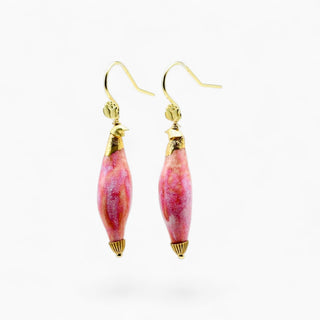 Handmade peacock earrings in porcelain and gold, a thoughtful luxury gift for a sister