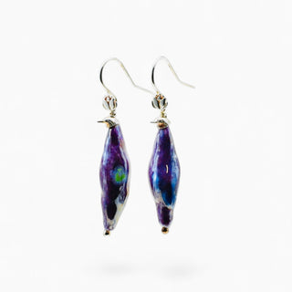 Sculpted porcelain bird earrings with silver hooks, an original anniversary present for a wife