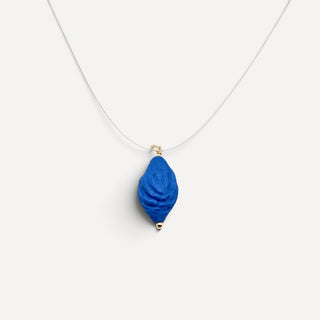 Porcelain peach seed blue pendant - a perfect birthday gift for 18th wedding anniversary