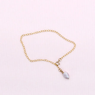 Elegant chain bracelet with tiny dangling porcelain charm – sophisticated handmade gift for wife’s anniversary