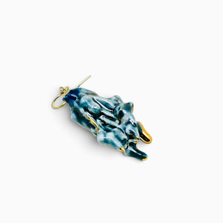 Green Stachys flower single earring preserved in porcelain, an unusual handmade gift for a beloved woman