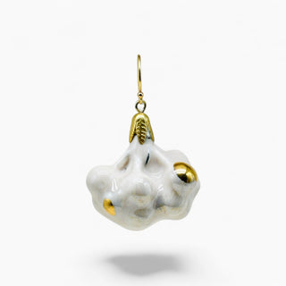 Lightweight porcelain botanical earring preserving the intricate shape of a real flower collected in London