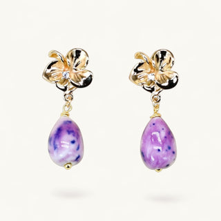 Handmade porcelain flower stud earrings with white charm lightweight anniversary gift for wife