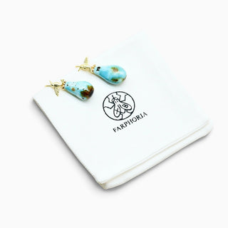 Colourful porcelain hummingbird earrings with golden hooks, a meaningful anniversary gift for a beloved wife
