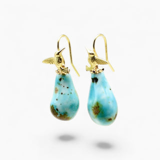 One-of-a-kind porcelain hummingbird earrings handmade in London, an unusual luxury gift for a wife who has everything
