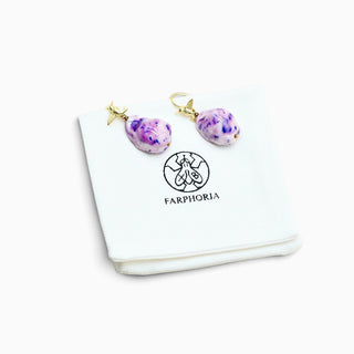 Porcelain hummingbird drop earrings with mother-of-pearl shimmer, a romantic gift for a beloved woman