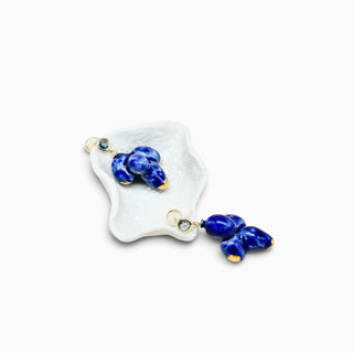 Cobalt blue botanical earrings, a unique jewellery gift for her