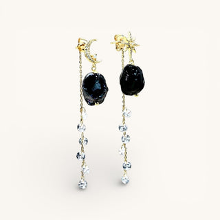 Sparkling black porcelain earrings in a beautiful packaging, an elegant birthday or anniversary gift for her